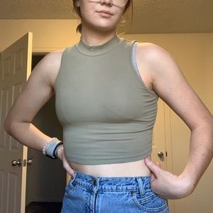SHEIN High Neck Olive Crop Tanktop